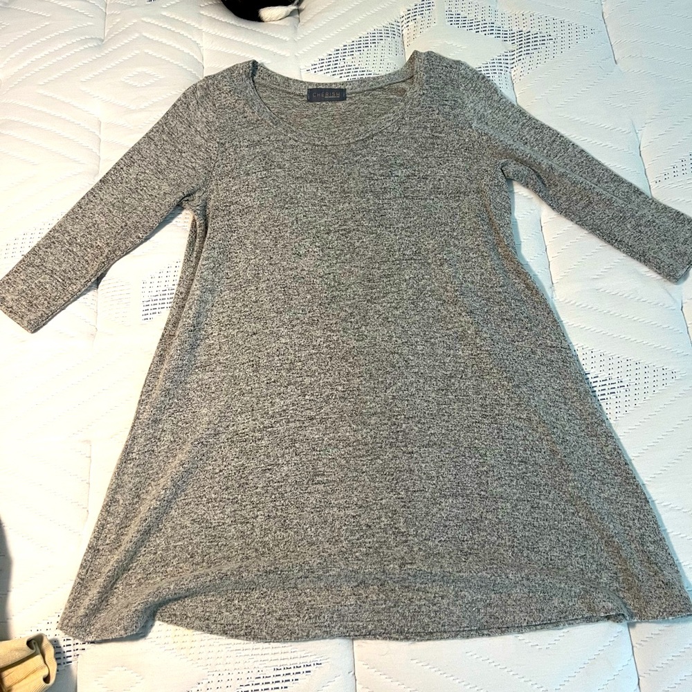 Heathered gray womens tunic sweater top